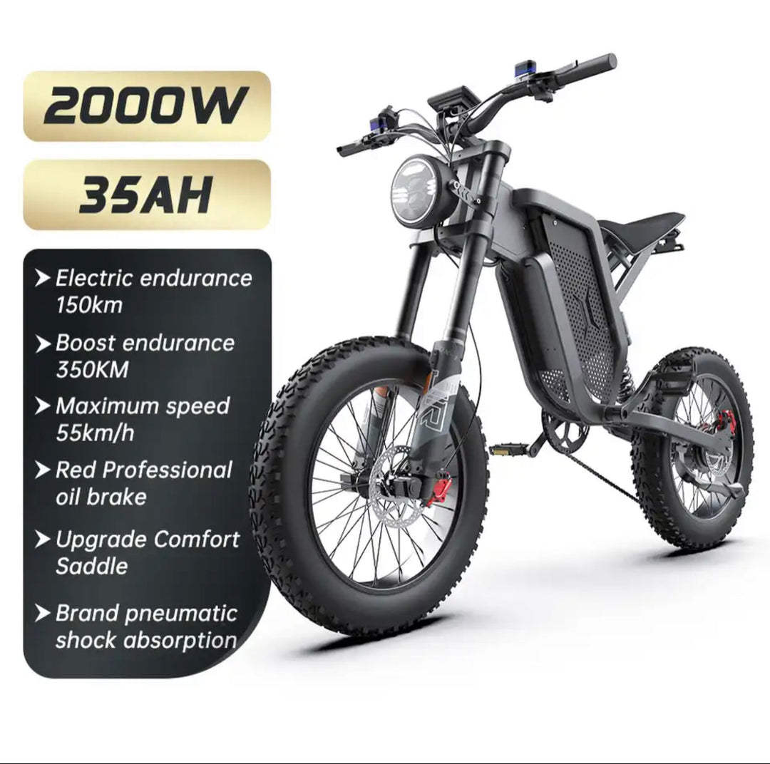 EKX X21 Adults Electric Bike 2000W 48V35AH 55km/h Lithium Battery Snow Electric Motorcycles 20“*4.0 Off Road Tyre Mountain Ebike